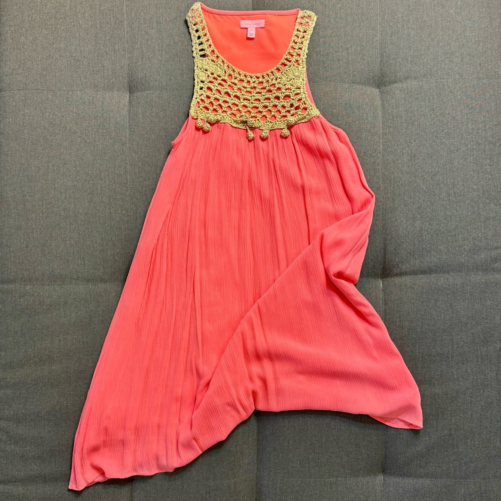 Lilly Pulitzer coral/gold dress